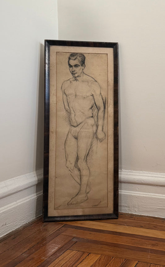 Framed Drawing of a Nude Man