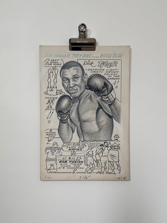 Drawing of Boxer Dick Tiger for Newspaper